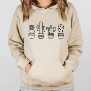 Sudadera oversize con bordado cactus